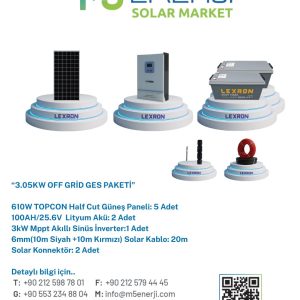 3.05KW OFF GRİD GÜNEŞ ENERJİ SİSTEMİ