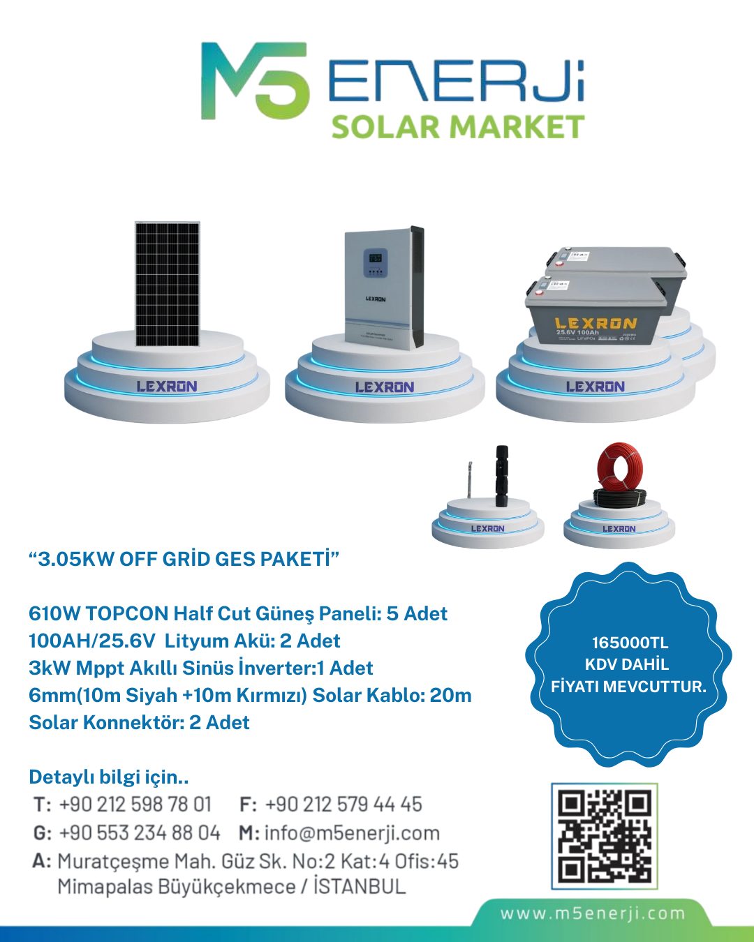 3.05KW OFF GRİD GÜNEŞ ENERJİ SİSTEMİ